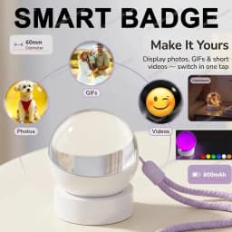 3D Video Crystal Ball E-Badge DIY Art Glass Ball Lamp Spherical Pixel Display 1.65inch Screen Video Player Smart Badge Gift Ht30