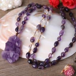 Natural Amethysts Quartz Druzy Chunky Pendant 8mm Round Sea Sediment Jaspers Beads Knot Handmade Necklace For Women Yoga Jewelry