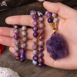 Natural Amethysts Quartz Druzy Chunky Pendant 8mm Round Sea Sediment Jaspers Beads Knot Handmade Necklace For Women Yoga Jewelry