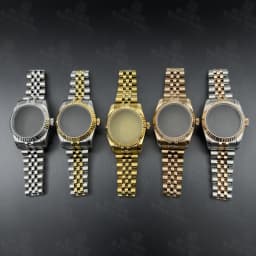 BLIGER 31mm NH05 NH06 Watch Case Fluted Curved Silver Gold Rose Gold Jubilee For Ladies Watch Date Sapphire Glass Waterproof
