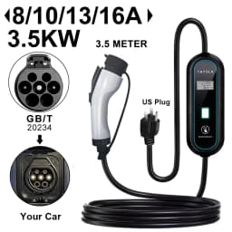 TAYNIU 3.5KW 16A Portable EV Charger NEMA5-15 Plug Type 2 GB/T Type 1 J1772 Electric Car Charger for BYD Changan Aedo Plus