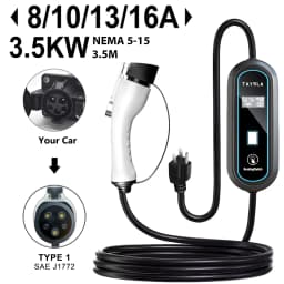 TAYNIU 3.5KW 16A Portable EV Charger NEMA5-15 Plug Type 2 GB/T Type 1 J1772 Electric Car Charger for BYD Changan Aedo Plus