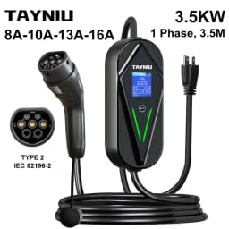TAYNIU 3.5KW 16A Portable EV Charger NEMA5-15 Plug Type 2 GB/T Type 1 J1772 Electric Car Charger for BYD Changan Aedo Plus