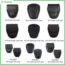 Tactical Handcuff Case for Duty Belt,1680D Nylon/Leather-like, Rotatable & Layered Security Holster (9 Styles), Cuff Case Pouch