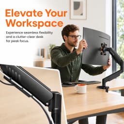 Single Monitor Arm, Fully Adjustable Monitor Mount for 13–34 Inch Screens, Fast Install Computer Monitor Stand with Tool-Free VESA Mount, Cable Management, Holds 19.8 lbs, Max VESA 100x100mm