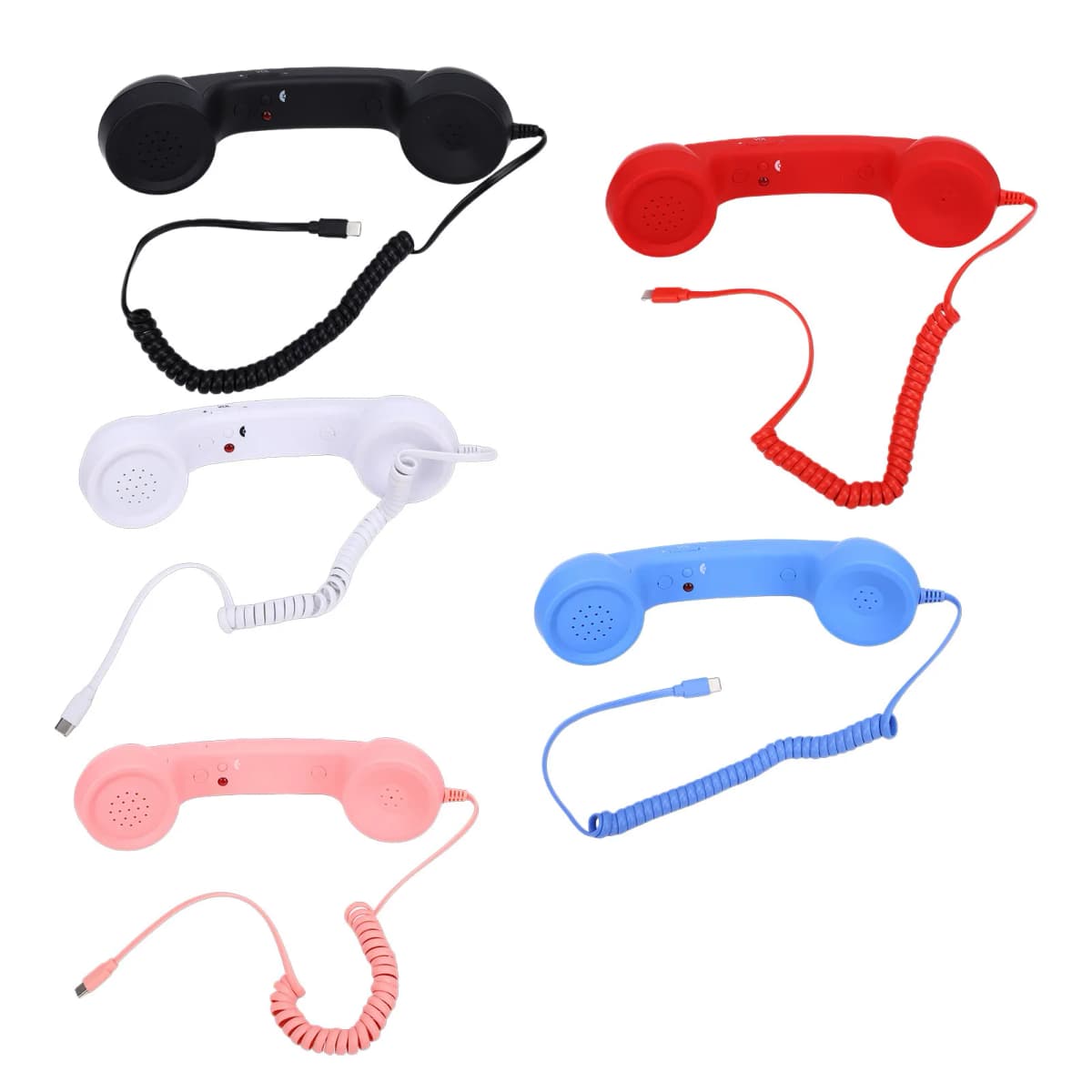 【New】Retro Phone Handset Type C Wired Telephone Handset Handheld Receiver with Mic and Speaker for Conference Call
