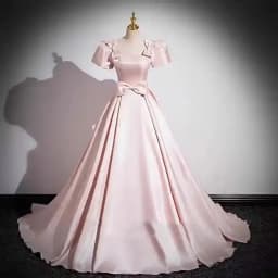 Pink French Satin Evening Dress for Women 2026 New Elegant Style Party Chorus Adult Ceremony Fashion Show Banquet Custom Dress