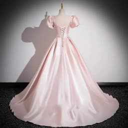 Pink French Satin Evening Dress for Women 2026 New Elegant Style Party Chorus Adult Ceremony Fashion Show Banquet Custom Dress