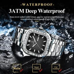 POEDAGAR Square Fashion Men's Watch Date Week Waterproof Luminous Quartz Man Watch Stainless Steel Luxury Sports Watches For Men