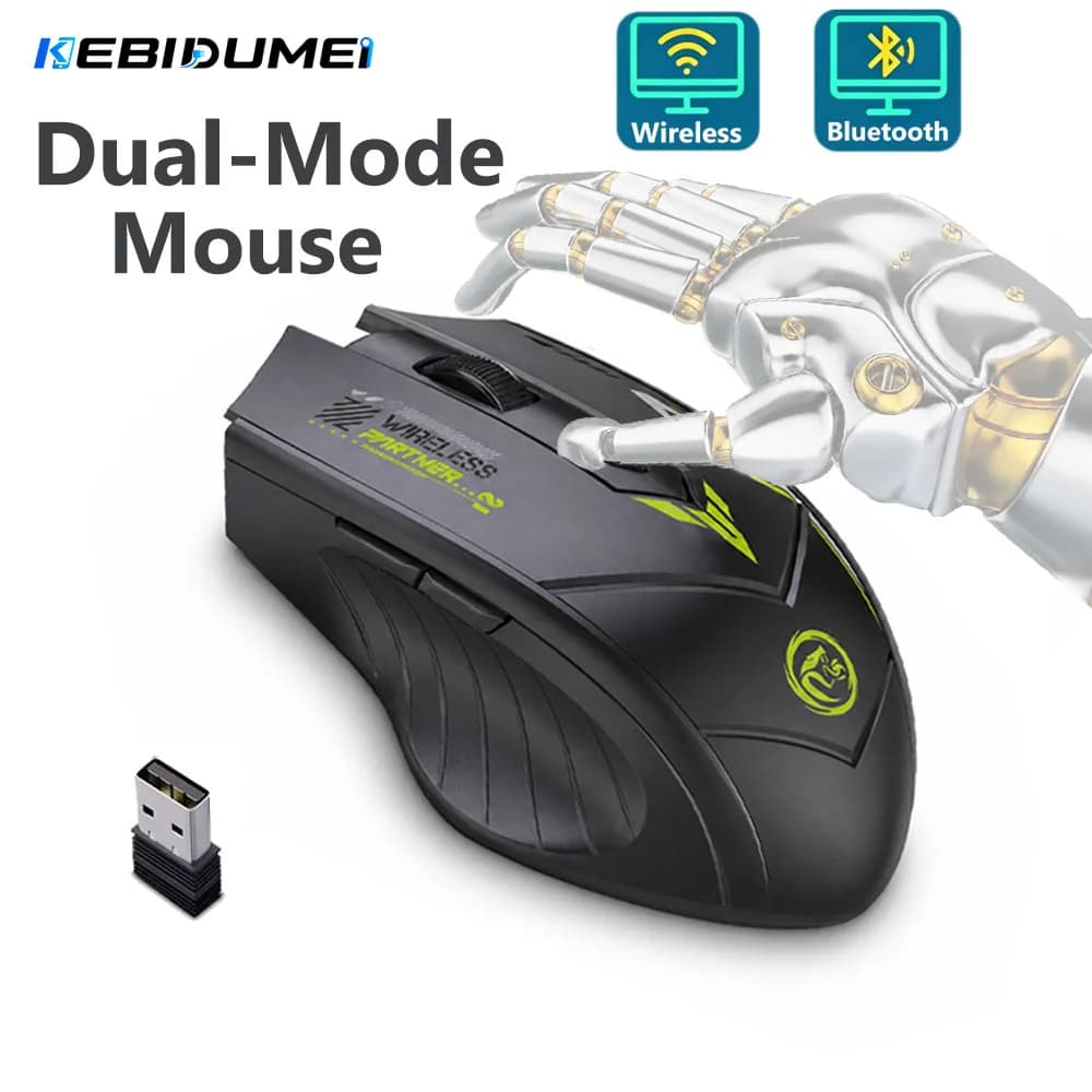 KEBIDUMEI Bluetooth 5.4 Wireless Mouse 6 Buttons Dual Mode Gaming Mouse 1600DPI Rechargeable E-Sports Mice Computer Accessories