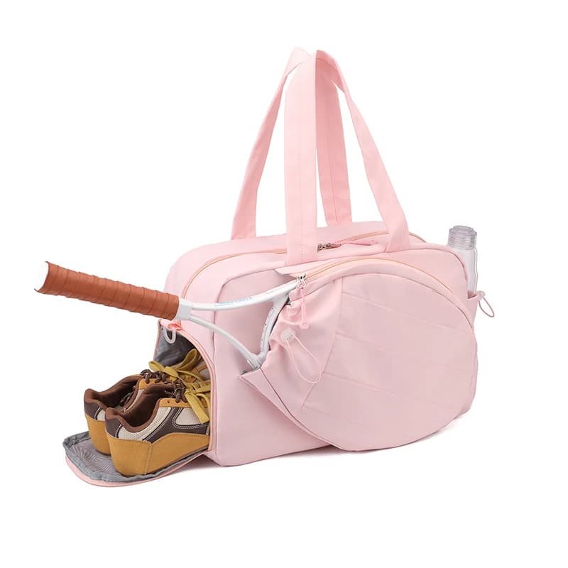 Women Pink Tennis Bag Large Capacity Racket Holder Handbag Separate Shoe Compartment Gym Sports Duffle Bag With Bottle Pocket