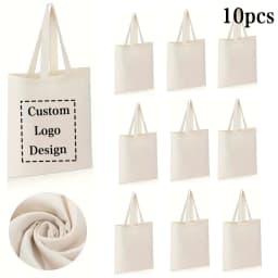 10pcs/lot Custom Logo 10oz Canvas Shoulder Bags Beige/Black/White Eco-Friendly Shopping Bag Personalize Large Capacity Handbags
