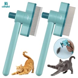 OITABI 1/2PCS Rotatable Flea Comb for Cat Dog Brush for Shedding Pet Hair Removal Comb with Stainless Steel Teeth for Deshedding