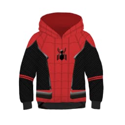 Hot New Fashion Cosplay Hooded Jacket Red Blue Colorblock Spider Pattern Hoodie Casual Unisex Y2K Long Sleeve Sweatshirt Top