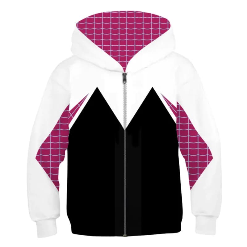 Hot New Fashion Cosplay Hooded Jacket Red Blue Colorblock Spider Pattern Hoodie Casual Unisex Y2K Long Sleeve Sweatshirt Top