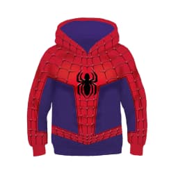 Hot New Fashion Cosplay Hooded Jacket Red Blue Colorblock Spider Pattern Hoodie Casual Unisex Y2K Long Sleeve Sweatshirt Top