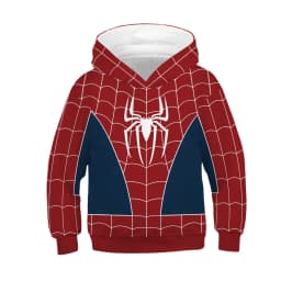 Hot New Fashion Cosplay Hooded Jacket Red Blue Colorblock Spider Pattern Hoodie Casual Unisex Y2K Long Sleeve Sweatshirt Top