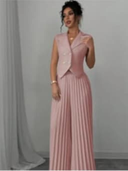 New Women's Fashion Vest Vest Pleated Skirt And Pants Set Summer Temperament Elegant And Simple Solid Color Trousers Sets