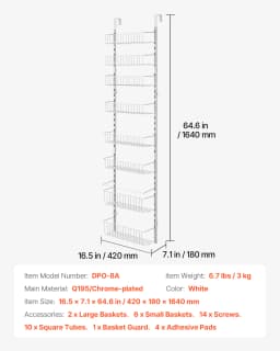 SucceBuy 6/8/9/10 Tier Over the Door Pantry Organizer Heavy-Duty Steel Hanging Spice Rack, Adjustable Wall Seasoning Shelves