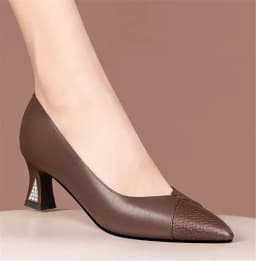 cresfimix women classic pointed toe brown patent leather spring slip on stiletto heel shoes lady casual comfort work pumps ab661