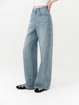FSLE New Summer Women‘s Wide Leg Jeans Vintage Washed Straight Wide Leg Pants High Waist Denim Trousers Casual Street Style Chic