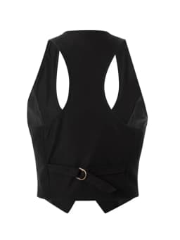 Women Waistcoat Vintage Sleeveless V Neck Button Down Vest Blazer Fashion Top