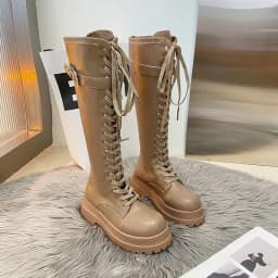 Footwear Lace-up Shoes For Woman Platform Women's Boots With Laces White Long Winter Knee High Shaft Sale Hot Stylish Goth