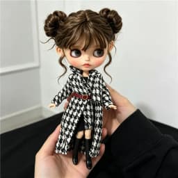 For Blythe Doll Outfit Clothes Luxury Checkered Coat Dress Set Sweet Princess Bowknot Skirt Clothing For Barbies OB24 Small 1/6