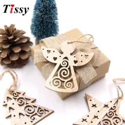 6PCS Vintage Christmas Wooden Pendants Hollow Hanging Ornaments for Christmas Tree Decorations Kids Xmas Gifts DIY Painting