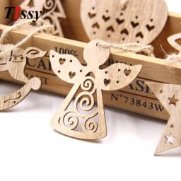 6PCS Vintage Christmas Wooden Pendants Hollow Hanging Ornaments for Christmas Tree Decorations Kids Xmas Gifts DIY Painting