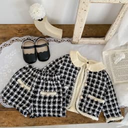 Girl Clothing Set 2026 Spring Baby Tweed Plaid Girl's Two Piece Suit Jacket+ Short Pants Sweet Girl's Suit