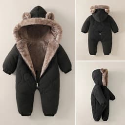 OLEKID Autumn Winter Baby Boy Romper Fleece Plus Velvet Hooded Baby Boy Jumsuit 0-2 Years Toddler Boy Overalls Infant Snowsuit