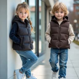 2026 Autumn Winter New Boys Girls Vest Solid Color Waterproof Thick Keep Warm Zipper Jacket For 4-14Y Kids Cotton Down Waistcoat