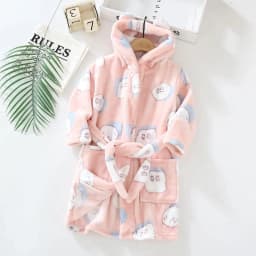 Kids Coral Velvet Bathrobe Baby Girls Boy Cartoon Fleece Pajamas Children Soft Bath Robe Nightgown Teenager Toddler Clothing