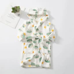 Kids Coral Velvet Bathrobe Baby Girls Boy Cartoon Fleece Pajamas Children Soft Bath Robe Nightgown Teenager Toddler Clothing