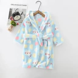 Kids Coral Velvet Bathrobe Baby Girls Boy Cartoon Fleece Pajamas Children Soft Bath Robe Nightgown Teenager Toddler Clothing