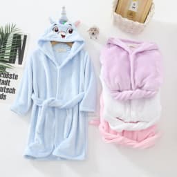 Kids Coral Velvet Bathrobe Baby Girls Boy Cartoon Fleece Pajamas Children Soft Bath Robe Nightgown Teenager Toddler Clothing