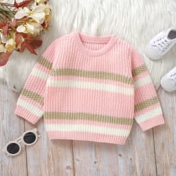 Infant Baby Boy Girl Stripe Sweater Knitted Warm Long Sleeve Chunky Knitwear Children Cottton Pullover 0-3 Years Jumpers