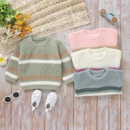 Infant Baby Boy Girl Stripe Sweater Knitted Warm Long Sleeve Chunky Knitwear Children Cottton Pullover 0-3 Years Jumpers