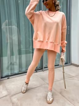 Women's 2-Piece Sports Set Spring Autumn Fashion Loose Long Sleeve O-Neck Sweater Top Slim Fit Leggings Casual Outfit