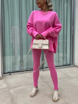 Women's 2-Piece Sports Set Spring Autumn Fashion Loose Long Sleeve O-Neck Sweater Top Slim Fit Leggings Casual Outfit