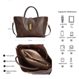 Genuine Leather Women's Bags Commuter Tote Large Capacity Luxury Handbag Female Top-grain Cowhide Fashion Crossbody Bag Woman