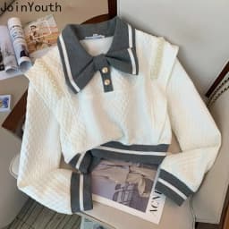 Fashion 2 Piece Sets Women Clothing Sweet Beading Bow Hoodie Tops High Waist Straight Wide Leg Pants Outfits Casual Korean Suit