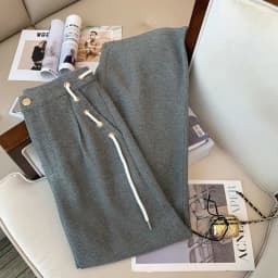 Fashion 2 Piece Sets Women Clothing Sweet Beading Bow Hoodie Tops High Waist Straight Wide Leg Pants Outfits Casual Korean Suit