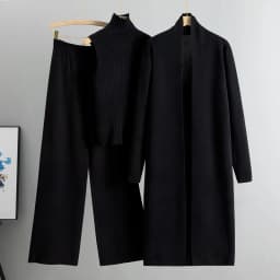 2026 Winter And Autumn Fashionable Elegant Women's Knitted 3-Piece Set cardigan Women's Sweater Women's Wide Leg Pants