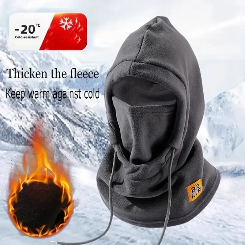 Unisex Winter Balaclava Knit Hood - Windproof Mask with Drawstring Motorcycle Riding Headgea Warm Knitted Cap Cold Weather