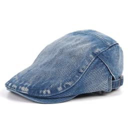 Four Seasons Retro Beret for Men and Women British Fashion Eight-Character Stitching Washed Denim Peaked Cap Forward Hat Trendy