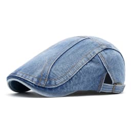 Four Seasons Retro Beret for Men and Women British Fashion Eight-Character Stitching Washed Denim Peaked Cap Forward Hat Trendy