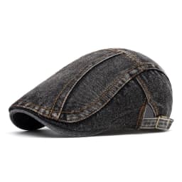 Four Seasons Retro Beret for Men and Women British Fashion Eight-Character Stitching Washed Denim Peaked Cap Forward Hat Trendy