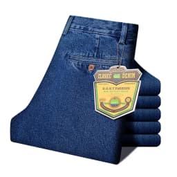 2021 Thick Cotton Fabric Relaxed Fit Brand Jeans Men Casual Classic Straight Loose Jeans Male Denim Pants Trousers Size 28-40